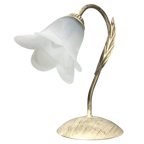 acquista Lume 1xE14 Montatura Avorio Oro Vetro Spugnato Bianco E-Energy Amelia