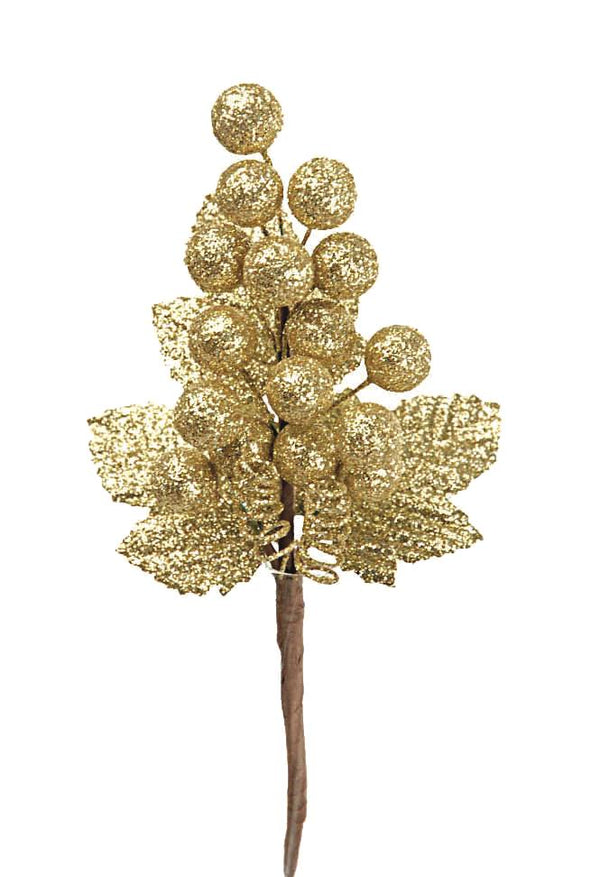 prezzo Set 24 Uva Glitter H17,5 cm Oro