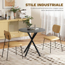 Tavolo da Pranzo Rotondo Stile Industriale Ø80x75 cm con Piano in Truciolare e Gambe a Croce in Acciaio Grigio      