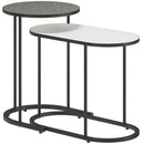 Set 2 Tavolini da Salotto Impilabili con Telaio in Metallo Grigio e Bianco      