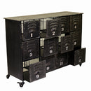 Cassettiera in Ferro 12 Cassetti e Ruote 127x39,5x92cm Iron Nera