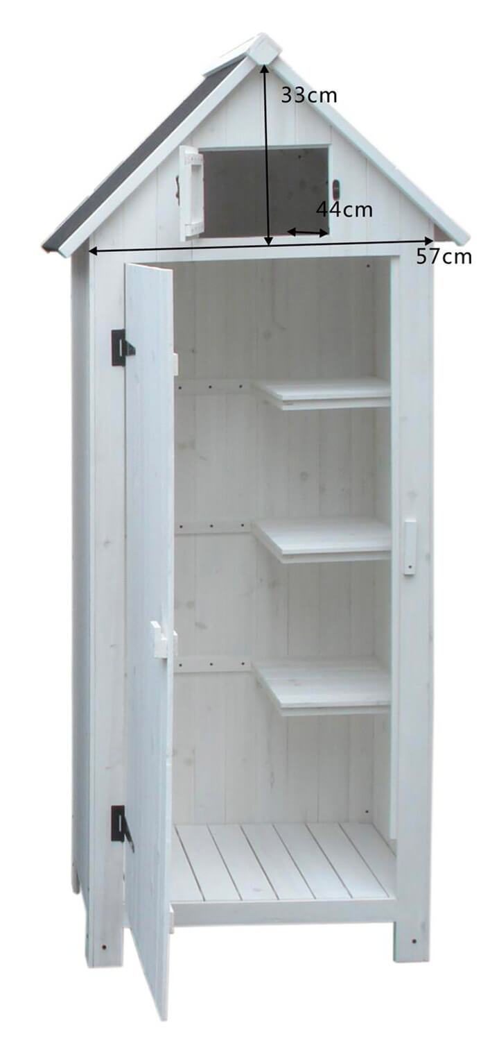 Casetta Box da Giardino 77x55xH179 cm in Legno di Abete 10mm Bianco Armoire