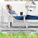Set 2 Sdraio da Giardino Regolabili 79x158x88 cm con Tavolino e Braccioli in Polipropilene Bianco      