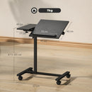 Tavolino da Divano Porta PC a Forma di C 57x40x67,5-101 cm con Piano Inclinabile in Melamina Nero  