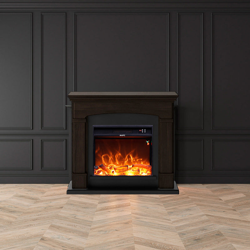 Camino Elettrico da Pavimento 107,2x95,2x24,5 cm Effetto Fiamma 1500W Sined Siena Wenge