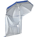 Ombrellone da Spiaggia Inclinabile con Tendine Laterali Ø191x211 cm in Poliestere e Acciaio Blu e Bianco  
