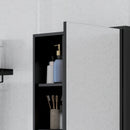 Armadietto con Specchio da Bagno con Mensole a Giorno 60x15x76cm Nero  