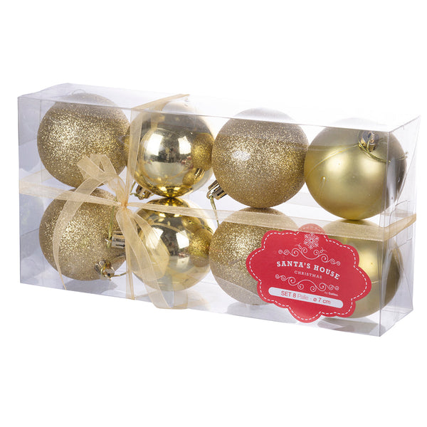 prezzo Set 8 Palle di Natale Ø7 cm in Plastica Oro