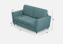 Divano 2 Posti 172x85x85 cm Yasel in Tessuto Petrolio