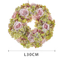 Corona Artificiale con Fiori di Rose e Ortensie 