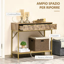 Mobile Consolle Ingresso 99x35x86 cm 2 Cassetti 1 Ripiano in Legno Naturale