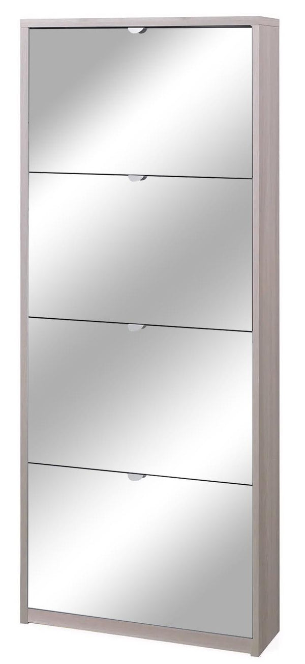 acquista Scarpiera 4 Ante con Specchio 63x154x18 cm Olmo Chiaro