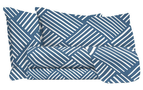 acquista Set Lenzuola Sopra Sotto e Federe in Microfibra City Life Blue Varie Misure