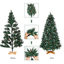 Albero di Natale Innevato King Premium 180 cm 831 Rami con Pigne e Base in Legno Verde      