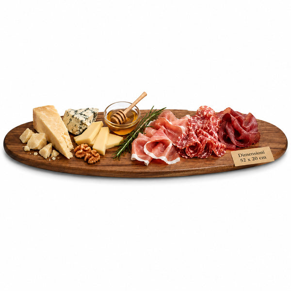 sconto Vassoio Tagliere da Portata Ovale per Aperitivi 52x20 cm in Legno