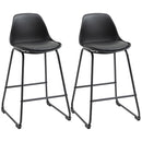Set 2 Sgabelli con Schienale 43x43x97,5 cm Seduta Imbottita in Similpelle Nero