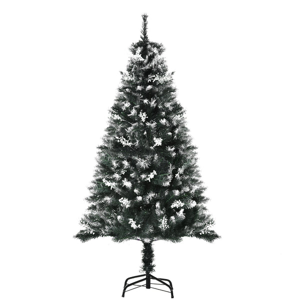 Albero di Natale Artificiale Innevato 150 cm 378 Rami con Bacche Verde acquista