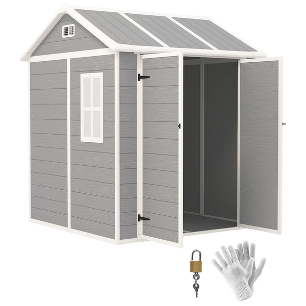 Casetta Box da Giardino 180x180 cm con Pavimento 2 Porte con Blocco e Finestra in Resina Grigio prezzo