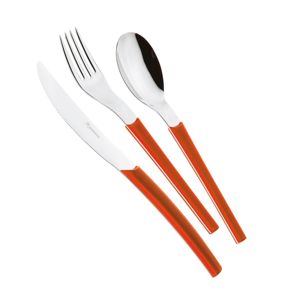 acquista Servizio Set di Posate 24 pezzi in Acciaio Inox Eme Loto Arancio 1665C