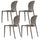 Set 4 Sedie Impilabili 83x48x55 cm in Polipropilene e Fibra di Vetro Jasmine Tortora