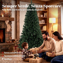 Albero di Natale Artificiale 98x98x200 cm con 1000 Rami Ignifughi e Base Pieghevole in Metallo Verde      