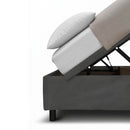 Letto 1 Piazza e Mezza Contenitore Imbottito Microfibra Grigio Boxmax Testata Soft Varie Misure