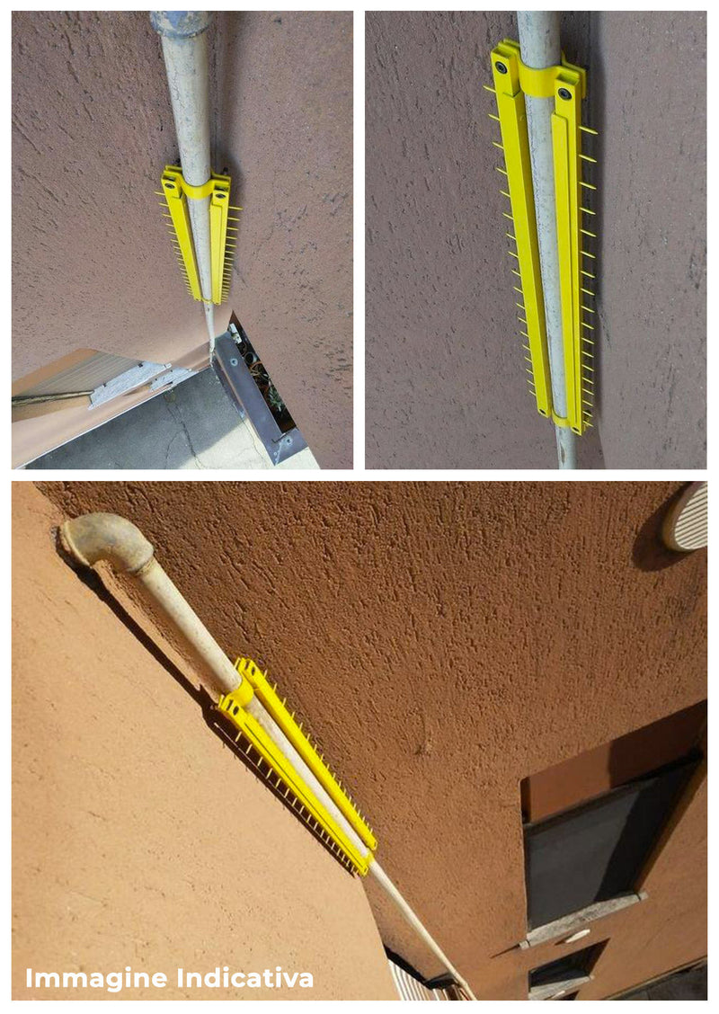 Sistema Antiladro con Punte in Acciaio per Pluviali Tubi Esterni Ø80 mm Marrone