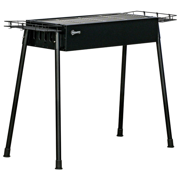 sconto Barbecue a Carbonella 94x39x70 cm 2 Griglie e Cestini Laterali in Acciaio e Metallo Nero