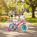 Bicicletta Bambina 12 Pollici con Rotelle e Cestino Gabby's Dollhouse Rosa e Viola