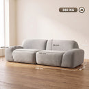 Divano 3 Posti Arrotondato Senza Struttura 244x95x70 cm con Seduta Ampia in Ciniglia Grigio Chiaro      