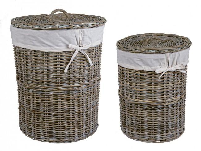 Set 2 Portabiancheria Narra Bianco in Fibre Naturali