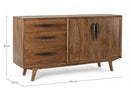 Credenza 2 Ante 3 Cassetti 152x40x85 cm in Legno Marrone