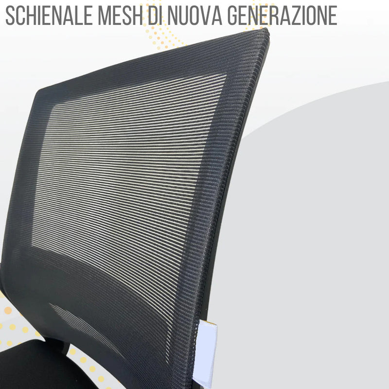 Sedia Operativa da Ufficio 45x51x94/100h cm Ergonomica con Supporto Lombare Nera