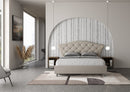 Letto Matrimoniale con Testata Imbottito in Similpelle Langre Tortora Varie Misure