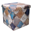 Pouff in Similpelle pieghevole blu marocco quadro cm 38x38xh38