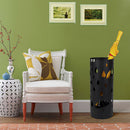 Portaombrelli in Metallo Design Rotondo Stand Nero Vaschetta Salvagoccia