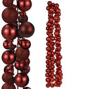 Ghirlanda Natalizia Festone LED 9,5x180 cm con 142 Palline Lucide e Opache Ø3-5 cm Rosso      
