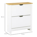 Scarpiera 2 Ante 12 Paia di Scarpe Ripiano Regolabile 72x26x80 cm in Legno Bianco