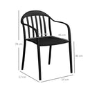 Set 4 Sedie da Giardino 57x54x78 cm Impilabili con Schienale Alto in PP Nero