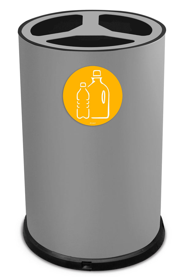 acquista Pattumiera Per Raccolta Differenziata Ø45xh72 cm In Acciaio Verniciato 3 Scomparti Grigio