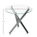 Tavolino Ø80x74 cm con Piano in vetro Gambe in Acciaio