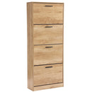 Scarpiera Salvaspazio 4 Ante a Ribalta 63x24x155h cm in Melaminico Venato a Rilievo Rovere