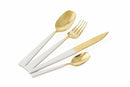 Servizio Set di Posate 24 Pezzi in Acciaio Villa d'Este Home Tivoli Gold Set Bianco