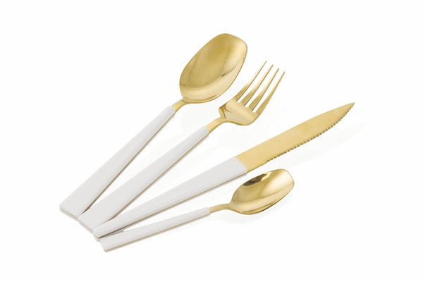 Servizio Set di Posate 24 Pezzi in Acciaio Villa d'Este Home Tivoli Gold Set Bianco sconto