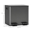 Pattumiera a 2 Sezioni da 15L 41,7x36,6x43,2 cm a Pedale con Chiusura Silenziosa in Acciaio Inox Argento  