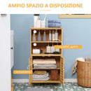 Mobiletto Bagno Salvaspazio 50x29x92 cm Armadietto e 2 Ripiani Aperti in Legno   