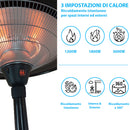 Stufa Elettrica Fungo Riscaldante Infrarossi Saturno Esterno-Interno Regolabile Nero