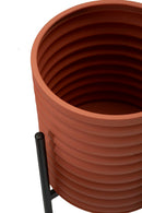 Porta Vasi Milly Tris Ø36x56,5 cm - Ø30x48,5 cm - Ø24x37,5 cm in Ferro Rosso mattone e Nero      