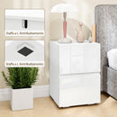 Set di 2 Comodini da Camera da Letto 40x40x58 cm con 2 Cassetti Capacità 30 kg in MDF Bianco      