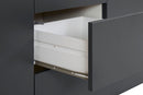 Credenza con 2 Ante 3 Cassetti e Ripiani in Vetro a Giorno 180x40x80 cm Essential 2A 3C Grigio Antracite Opaco  